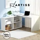 Artiss Computer Desk Bookshelf Swivelling Shelf Study Table Office White 130CM