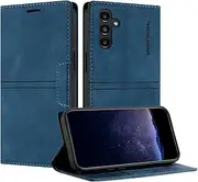 [TOUCASA] Mobile Phone Case for Samsung Galaxy A13 5G / A13 4G / A04S, PU Leather Wallet Flip Shockproof Case, with Card Slots, Magnetic Closure, Stand, Compatible with Samsung A04S (Blue)