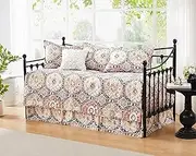 Southshore Fine Living, Inc. Twin Daybed Comforter Set, 6-Piece Twin Boho Bedding Set with Daybed Cover, 3 Pillow Shams, Bed Skirt, Throw Pillow - Day Bed Quilt Set, Kilim Natural
