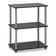 Pemberly Row Turn-N-Tube Wood 3-Tier Compact Shelf Display Rack in Black/Gray