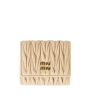 Miu Miu Matelassé Logo-Lettering Wallet One size Nude
