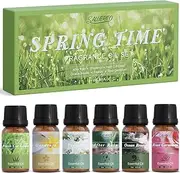 Spring Essential Oils Set, After Rain, Gardenia, Fresh Cut Grass, Ocean Breeze, Freesia, Rose Geranium
