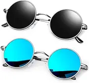 [KANASTAL] Round Polarized Sunglasses for Men and Women, Vintage John Lennon Sunglasses Metal Frame