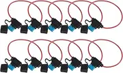 Aswalling Inline Fuse Holder ATC/ATO Add-a-Circuit Car Fuse Holder 10 Pack Fuse TAP Adapter 16 Gauge 20AMP Blade Automotive Fuse Holder Waterproof Wire with 10 pcs 15 AMP Standard Fuses