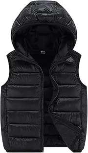 [FUFTRSXS] Boys Girls Puffer Down Vest Kids Hooded Zip Sleeveless Jacket Winter Coat Smooth Zipper Design Hooded Padded Puffer Vest Jacket
