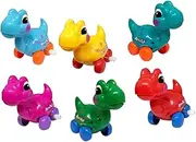 CIYODO 6 Pack Kids Wind-up Dinosaur Toys Cartoon Clockwork Dinosaurs No Small Parts Great for Imaginative Play Coordination Skills Random Color