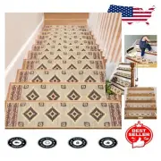 Easy-Clean 15 Pack Non-Slip Stair Mats - Self-Adhesive & Durable Beige Brown