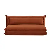 Happy Double Folding Sofa Bed Fabric Cover Metal Frame Orange