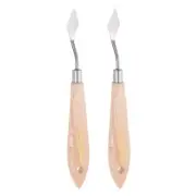 2pcs No.1 Painting Palette Knives Stainless Steel Spatula Beech Wood Handle