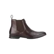 Mens Hush Puppies Chelsea Extra Wide Mahogany Leather Slip On Work Boots