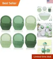Luxurious Green Baking Cups Kit - 600-Piece Gradient Cupcake Liners Set