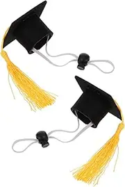 Kisangel 2Pcs Set Pet Graduation Hat Set Creative Hat for Puppies for Graduation Season and Photo Props Elastic Strap Design for Secure Fit