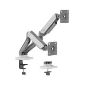 Brateck LDT88-C024 DUAL SCREEN RUGGED MECHANICAL SPRING MONITOR ARM For most 17'~32' Monitors, Space Grey White LDT88-C024