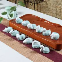 在飛比找蝦皮商城精選優惠-十二生肖陶瓷擺件   12屬相生肖陶瓷創意龍擺件全套小狗雞可