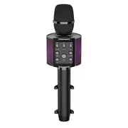 Laser Wireless Karaoke Microphone with Built-in Speaker and LED Lights - Black