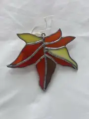 Handmade Stained Glass Sun Catcher Window Ornaments Fall Leaf ￼