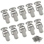 10Pk Stainless Steel Spring Loaded Buckle Latch Toggle Hasp Lock for Wooden Case