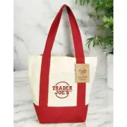 New Trader Joes Mini Canvas Tote Bag Red Reusable Grocery Sack Shopping Lunch