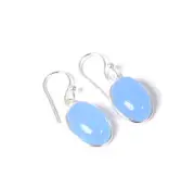 925 SOLID STERLING SILVER BLUE CHALCEDONY HOOK EARRING-1 INCH Y814