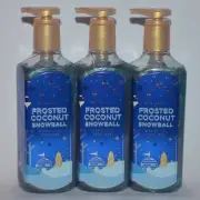 3 BATH & BODY WORKS FROSTED COCONUT SNOWBALL CREAMY LUXE HAND SOAP WASH SILK 8OZ