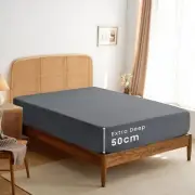 Extra Deep King Fitted Sheet 1 Piece - 50cm Deep Pocket Bed, 1000TC Ultra Soft