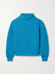 [Loro Piana] Loro Piana - Dolcevita Davenport Ribbed Cashmere Turtleneck Sweater - Light blue - IT50 IT 50 Blue