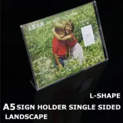 A5 Single Sided Clear Acrylic Plastic Sign or Menu Holder landscape - L-Shape