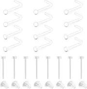 [AVYRING] Clear Nose Studs Clear Nose Rings for Work Clear Nose Piercing Plastic Clear Earrings for Sports Nose Rings for Surgery Clear Nose Ring Piercing Retainer for Women Men 20g 16g