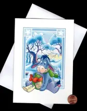 DISNEY Winnie The Pooh Eeyore The Donkey Present Trees - Greeting Card