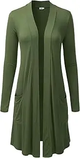 [LALABEE] Women's Long-Line Long Sleeve Open Front Cardigan with Pockets (S-3XL)
