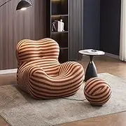 Modern Luxury Living Room Adult Floor Chair, Memory Foam Compression Sofa Chair, Leisure Upholstered Single Sofa Chair with Footrest, Lazy Sofa Bed Floor, for Bedroom Balcony Lounge