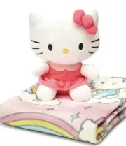 Hello Kitty Kids Hugger with Silk Touch Throw Blanket, 50x60 inches Rainbow Pink