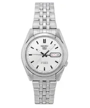 Seiko 5 Automatic 21 Jewels Stainless Steel Silver Dial SNK355K1 30M Mens Watch