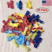 60Pcs T-Tap Quick Splice Wire Connectors Insulated Spade Crimp Terminals Kit
