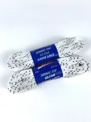 Pro Guard Sonic Tip Ultra Game Hockey Ice & Roller Skate Laces White Length 108"