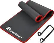 METEOR NBR Yoga Mat with Woven Edge Design - 10mm Thick Exercise Mat for Yoga, Pilates, Gym - Non-Slip, Extra Cushioning, 183cmx80cm - Includes Carrying Strap (Black with Purple Edge)