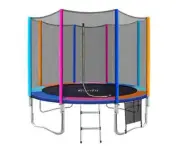 Everfit 10FT Trampoline for Kids w/ Ladder Enclosure Safety Net Pad Gift Round