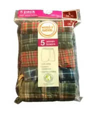 WONDER NATION BOYS SZ S 6-7 BRAND NEW PLAID WOVEN BOXERS 5 PACK COTTON/POLY NWT