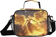 Insulated Lunch Box Angel Wings Gold for Women Men - Ideal for Work, Picnics - Includes Adjustable Shoulder Strap