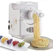 [Dremdo] Electric Pasta Maker with 9 Pasta Shapes Home Electric Noodle Maker Machine Fully Automatic Pasta Maker Machine, Save Time and Energy, Friendly for Novices,White