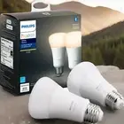 Philips Hue White 2-Pack A19 LED Smart Bulb, Bluetooth & Zigbee compatiblee.,