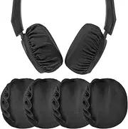Geekria 2 Pairs Flex Fabric Headphones Ear Covers (Product Safety Certified), Washable & Stretchable Sanitary Protectors Compatible with On-Ear Headset, Sweat-Resistant (S/Black)