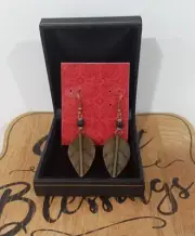 Golden Turkana Kendi Amani Acacia Leaf Earrings ~ Free Shipping! ☆ NWT