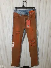 LEVIS HERON PRESTON 501 Orange Distressed Jeans - size 25x32 nwt