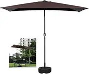 Half Rectangular Outdoor Patio Market Wall Umbrella - Garden Umbrella Outdoor Patio Half Umbrella with Crank and Base - Perfect for Cafes, Decks, Walls, Balconies, Windows, Patios