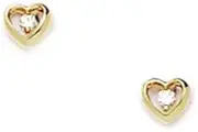 [JewelryWeb] 14k Yellow Gold CZ Simulated Diamond Love Heart Screw Back Earrings 4x4mm Stud Earring for Women