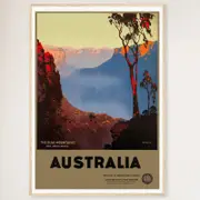 Galrie Vintage Australian Travel Poster of the Blue Mountains NSW Wall Art, Wood Frame, 50 x 70cm (20 x 28inch)