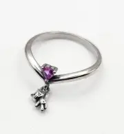 925 Sterling Silver Dangling Cat Ring Size 7