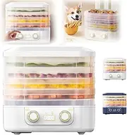 2025 New Home Food Drying and Dehydrating Machine, Five Trays, Digital Adjustable Timer & Temperature Control, automatic drying of fruits, meat, vegetables, snacks (white)