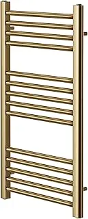 Greened House Brushed Brass Straight Heated Towel Rail 400mm Wide x 800mm High Flat Central Heating Bathtoom Towel Radiator